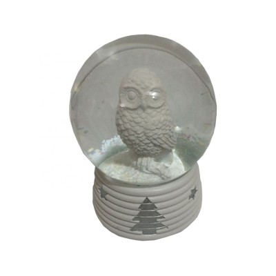 high quality owl design resin glass snow globe